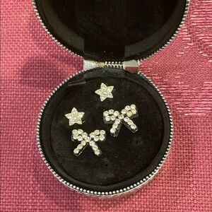 Elegant Silver Star and Bow Earrings